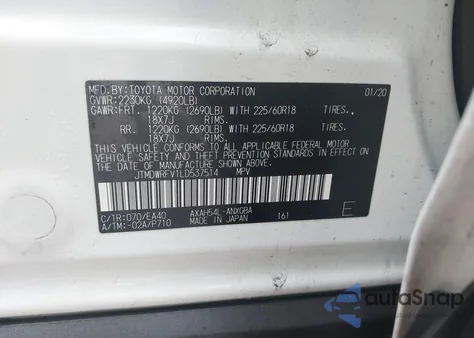 2020 Toyota Rav4 Hybrid Limited from USA, damaged, VIN JTMDWRFV1LD537514